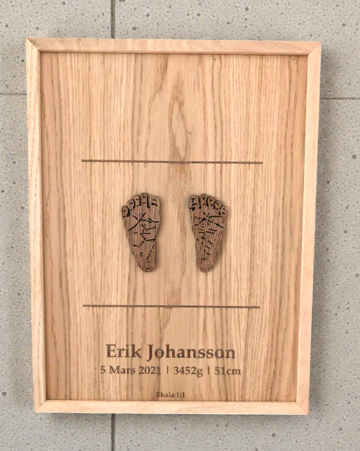 Birth chart baby feet in 1:1 scale